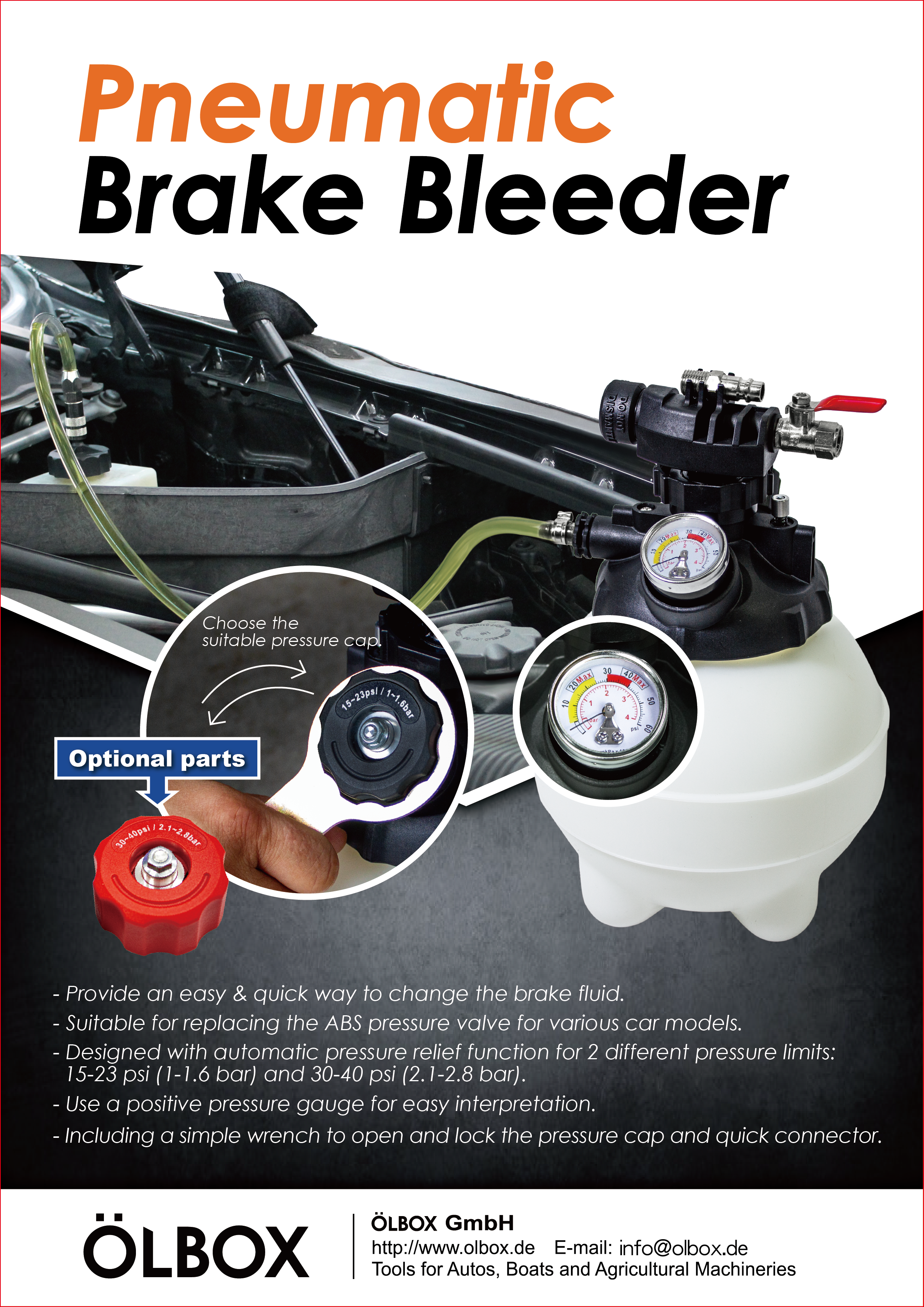 Pneumatic Brake Fluid Bleeder